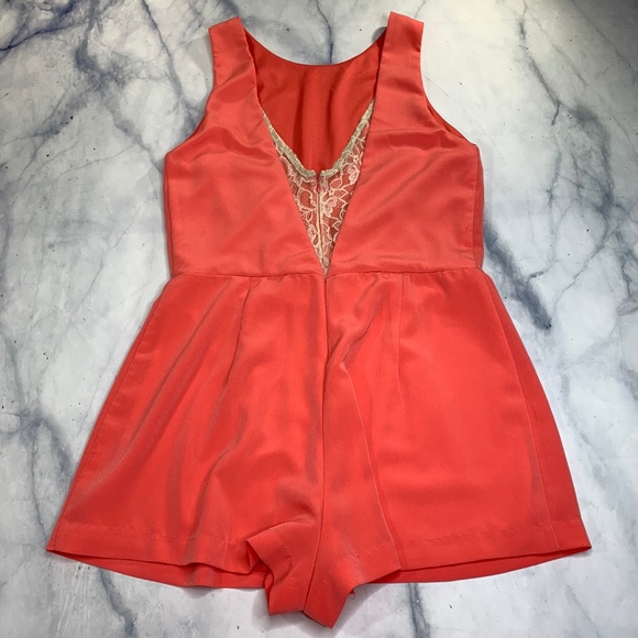 Astr the Label Coral Lace Open Back Romper - Picture 5 of 8